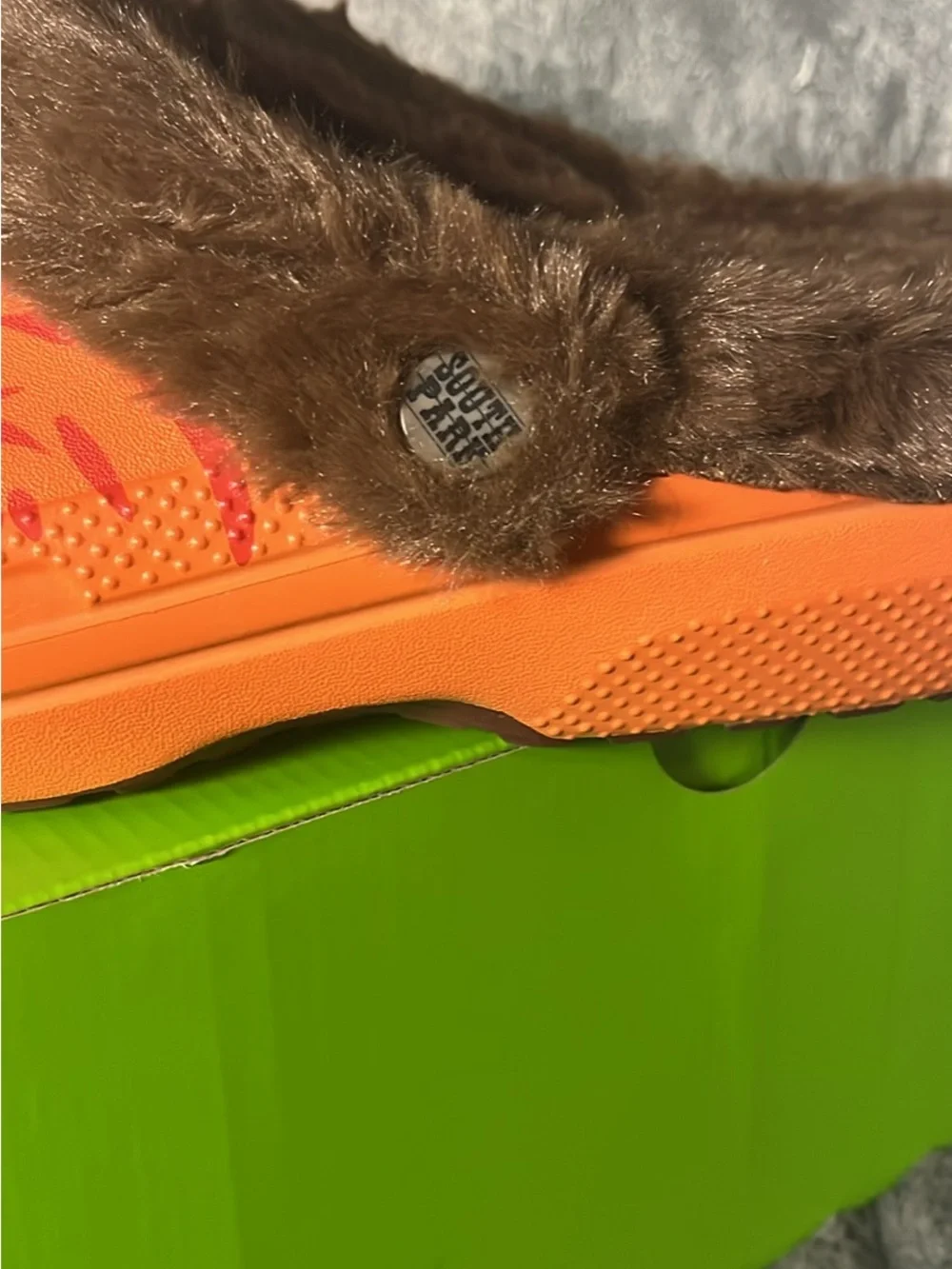 CROCS Orange Faux-Fur Lined Clog Slides with Charms limited collab! M9 W11 new